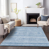 10' X 14' Sky Blue And Ivory Southwestern Washable Area Rug With UV Protection - HomeRoots - Flyclothing LLC