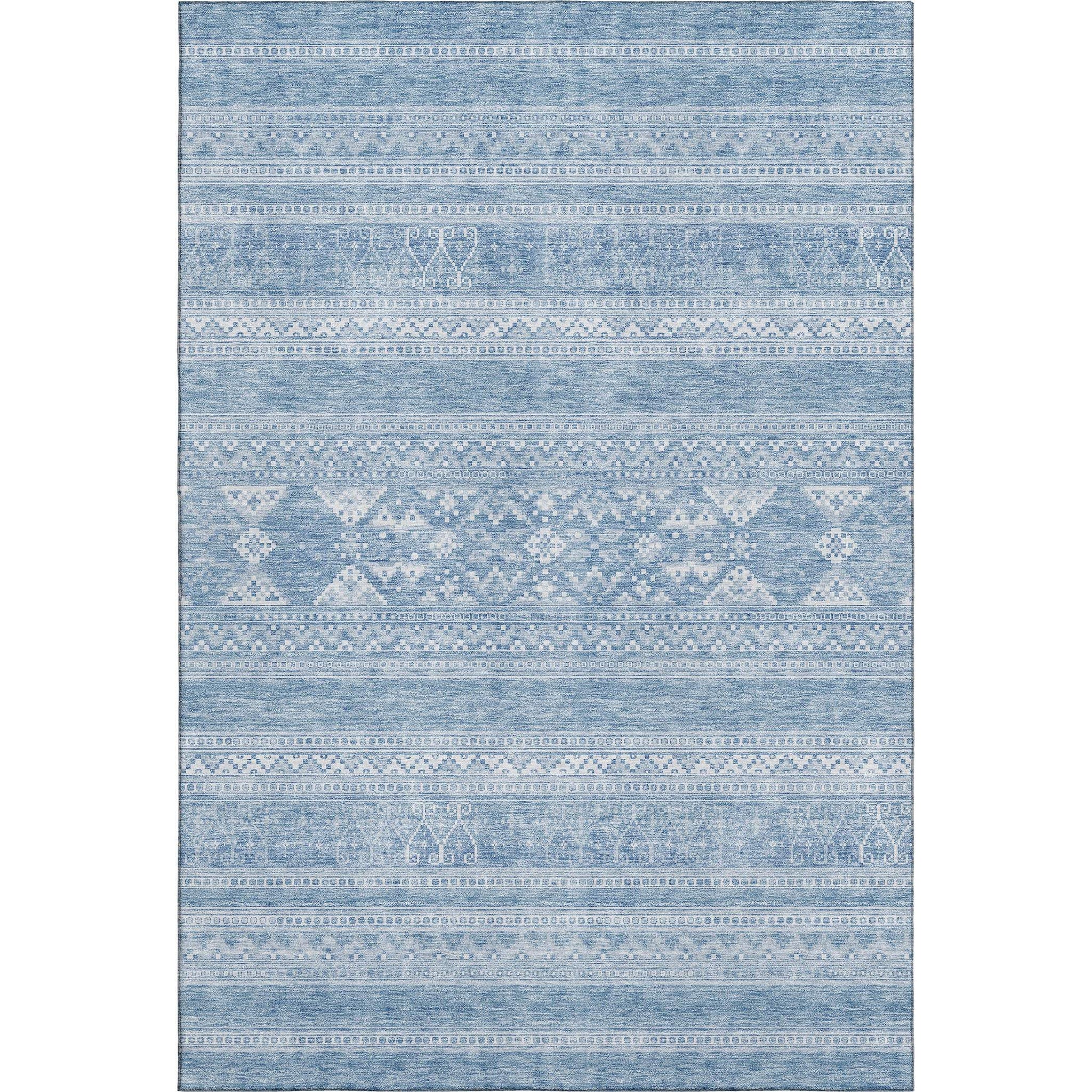 10' X 14' Sky Blue And Ivory Southwestern Washable Area Rug With UV Protection - HomeRoots - Flyclothing LLC