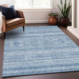10' X 14' Sky Blue And Ivory Southwestern Washable Area Rug With UV Protection - HomeRoots - Flyclothing LLC
