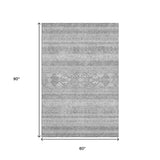 5' X 8' Silver And Gray Southwestern Washable Area Rug With UV Protection - HomeRoots - Flyclothing LLC