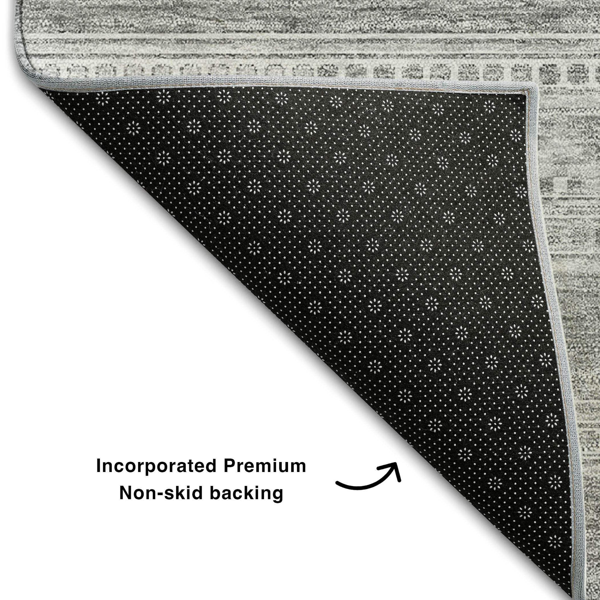 5' X 8' Silver And Gray Southwestern Washable Area Rug With UV Protection - HomeRoots - Flyclothing LLC