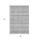 9' X 12' Silver And Gray Southwestern Washable Area Rug With UV Protection - HomeRoots - Flyclothing LLC