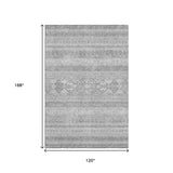 10' X 14' Silver And Gray Southwestern Washable Area Rug With UV Protection - HomeRoots - Flyclothing LLC
