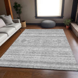 10' X 14' Silver And Gray Southwestern Washable Area Rug With UV Protection - HomeRoots - Flyclothing LLC