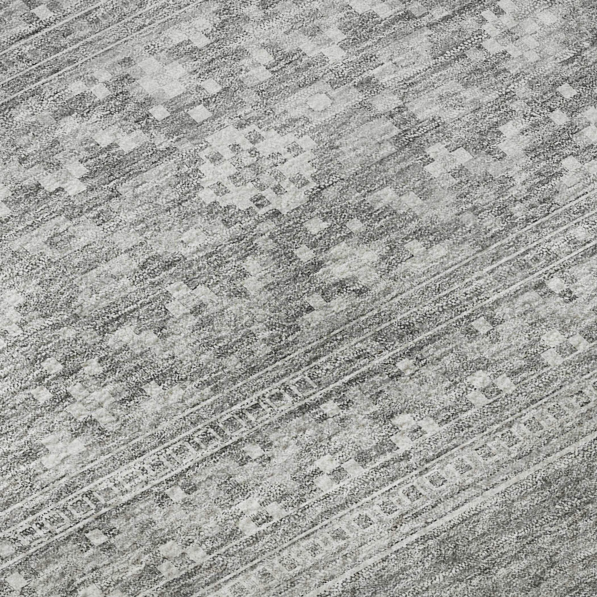 10' X 14' Silver And Gray Southwestern Washable Area Rug With UV Protection - HomeRoots - Flyclothing LLC