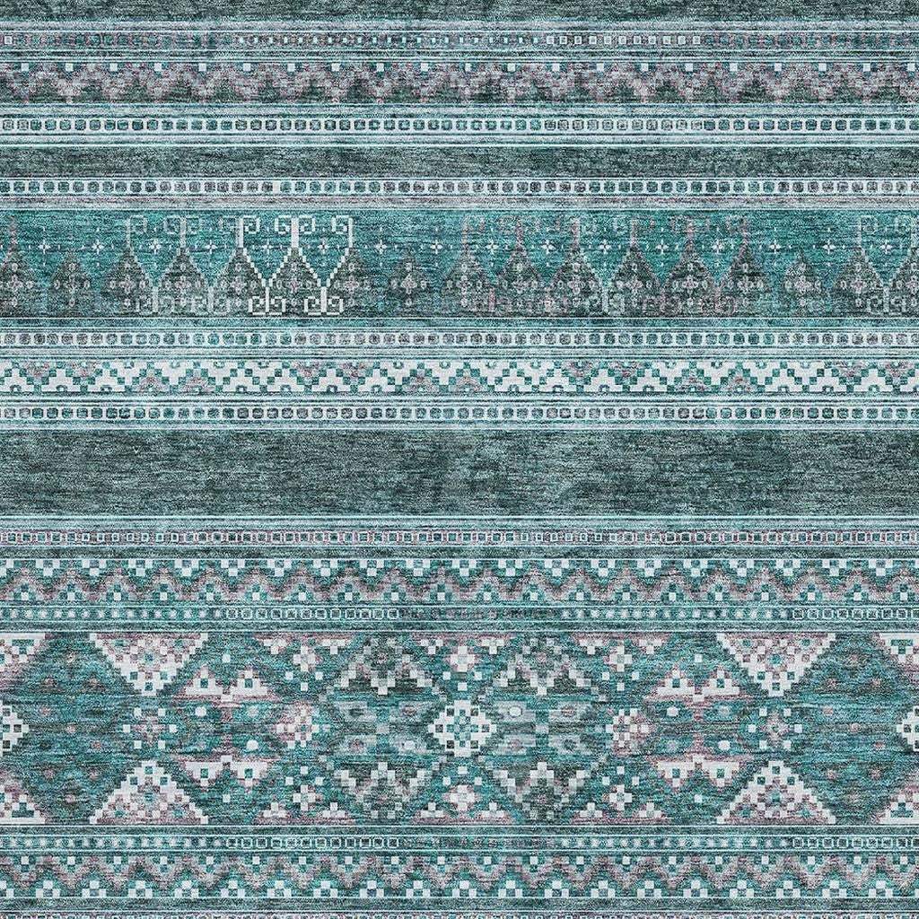 3' X 5' Teal And Ivory Southwestern Washable Area Rug With UV Protection - HomeRoots - Flyclothing LLC