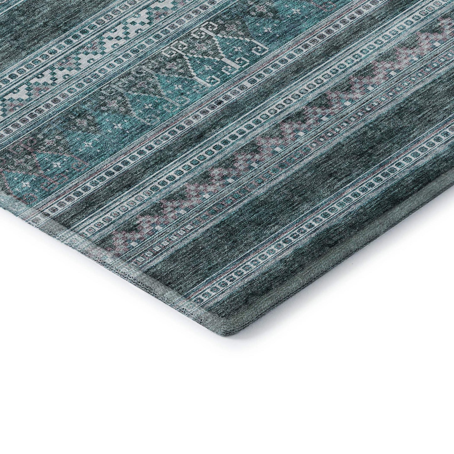 8' X 10' Teal And Ivory Southwestern Washable Area Rug With UV Protection - HomeRoots - Flyclothing LLC