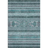 9' X 12' Teal And Ivory Southwestern Washable Area Rug With UV Protection - HomeRoots - Flyclothing LLC