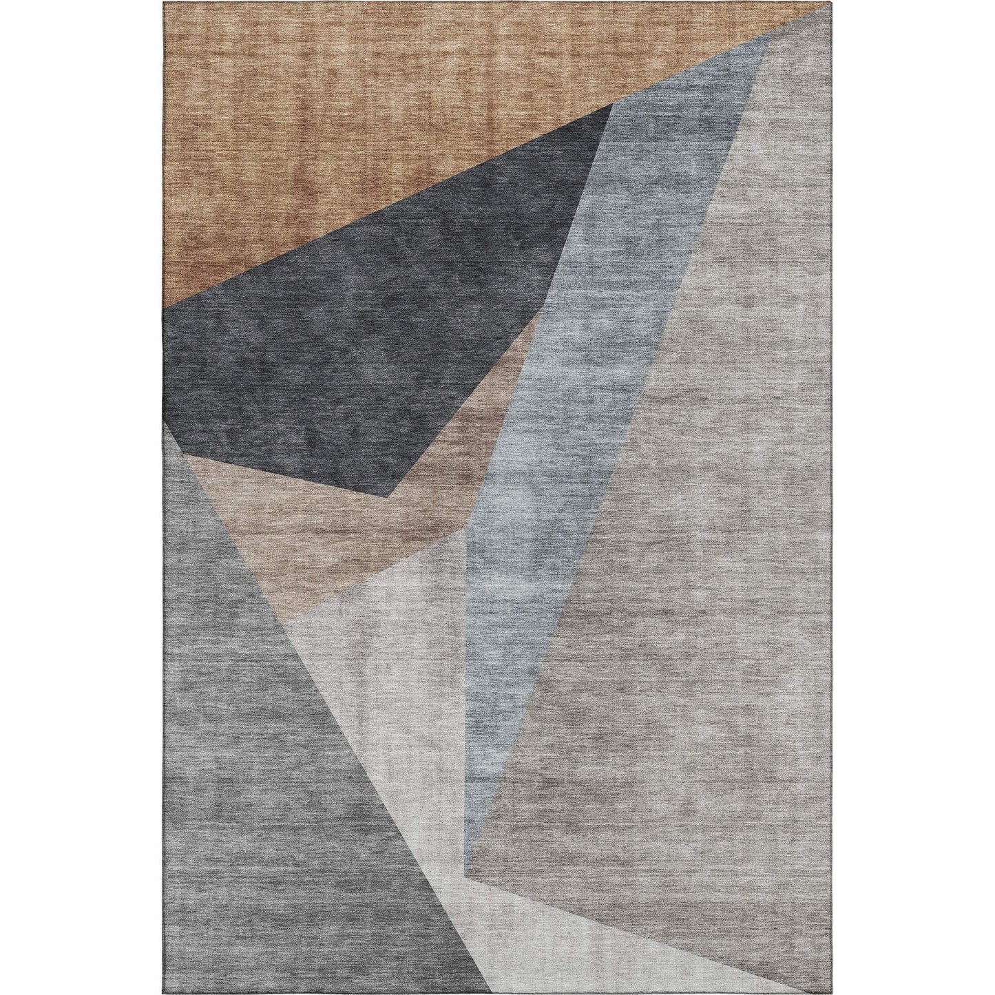 3' X 5' Taupe Blue And Beige Geometric Washable Area Rug With UV Protection - HomeRoots - Flyclothing LLC
