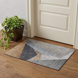 3' X 5' Taupe Blue And Beige Geometric Washable Area Rug With UV Protection - HomeRoots - Flyclothing LLC