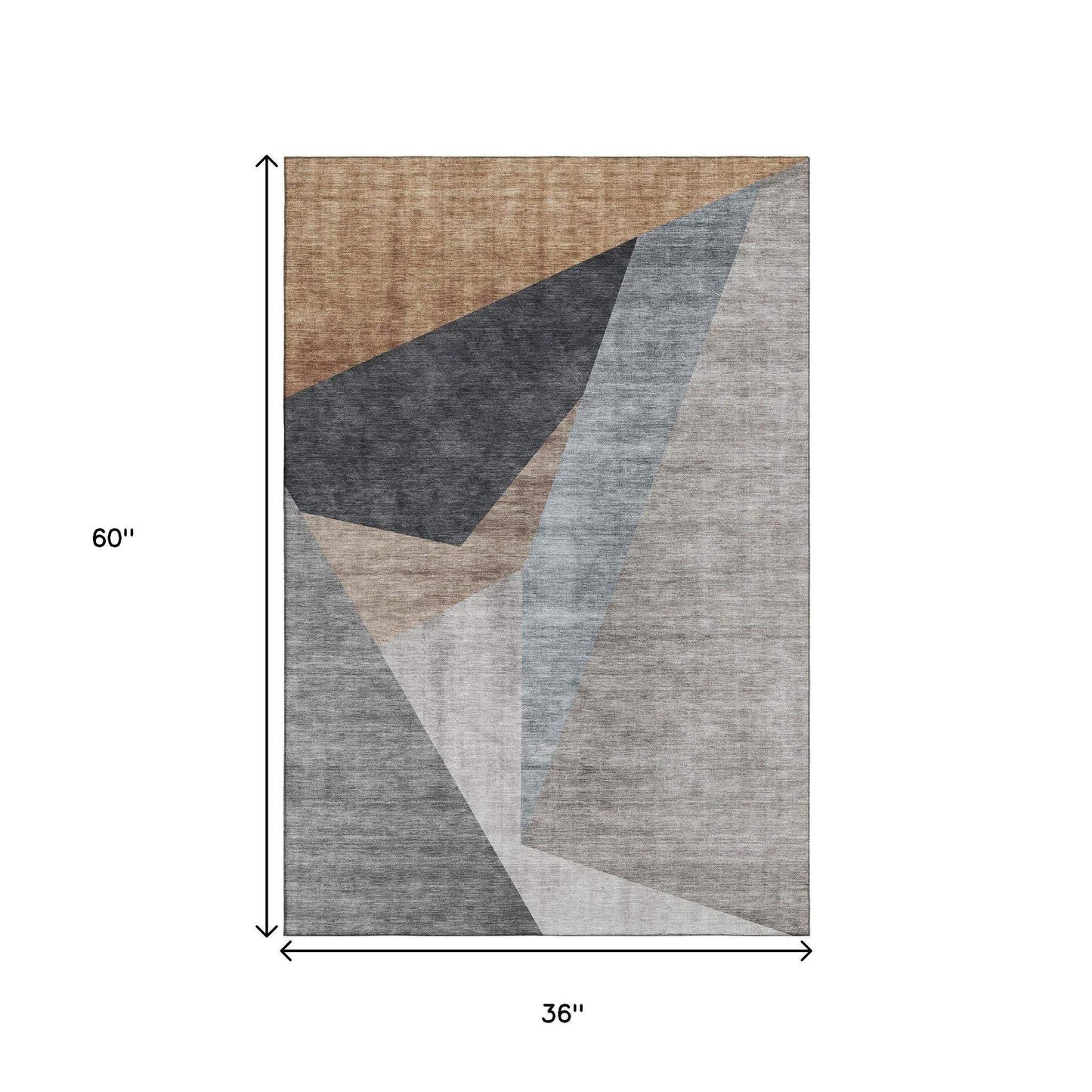 3' X 5' Taupe Blue And Beige Geometric Washable Area Rug With UV Protection - HomeRoots - Flyclothing LLC