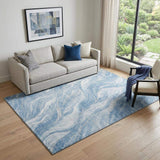 5' X 8' Blue And Ivory Abstract Washable Area Rug With UV Protection - HomeRoots - Flyclothing LLC