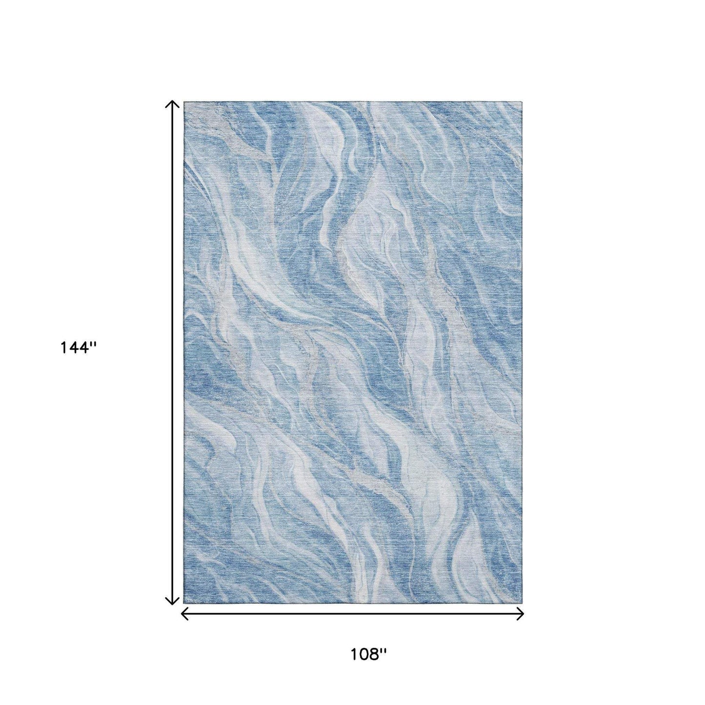 9' X 12' Blue And Ivory Abstract Washable Area Rug With UV Protection - HomeRoots - Flyclothing LLC