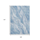 9' X 12' Blue And Ivory Abstract Washable Area Rug With UV Protection - HomeRoots - Flyclothing LLC