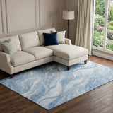 10' X 14' Blue And Ivory Abstract Washable Area Rug With UV Protection - HomeRoots - Flyclothing LLC