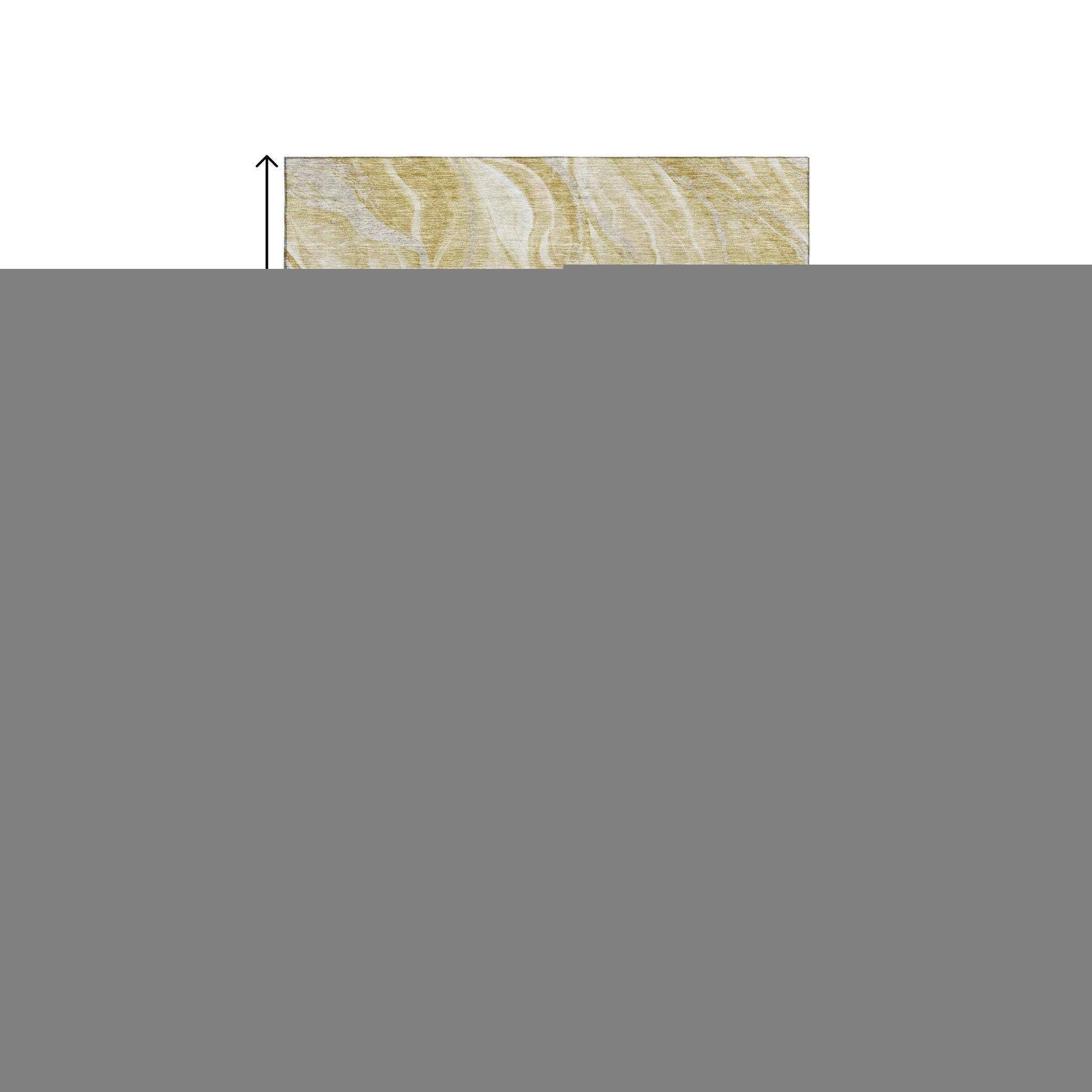 3' X 5' Gold And Ivory Abstract Washable Area Rug With UV Protection - HomeRoots - Flyclothing LLC