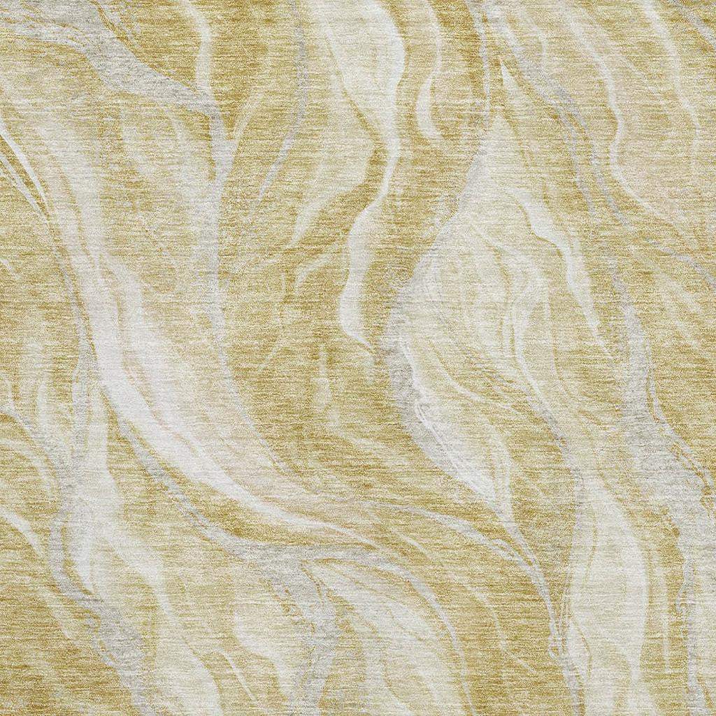 3' X 5' Gold And Ivory Abstract Washable Area Rug With UV Protection - HomeRoots - Flyclothing LLC