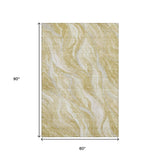 5' X 8' Gold And Ivory Abstract Washable Area Rug With UV Protection - HomeRoots - Flyclothing LLC