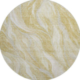 8' Gold And Ivory Abstract Washable Round Rug With UV Protection - HomeRoots - Flyclothing LLC