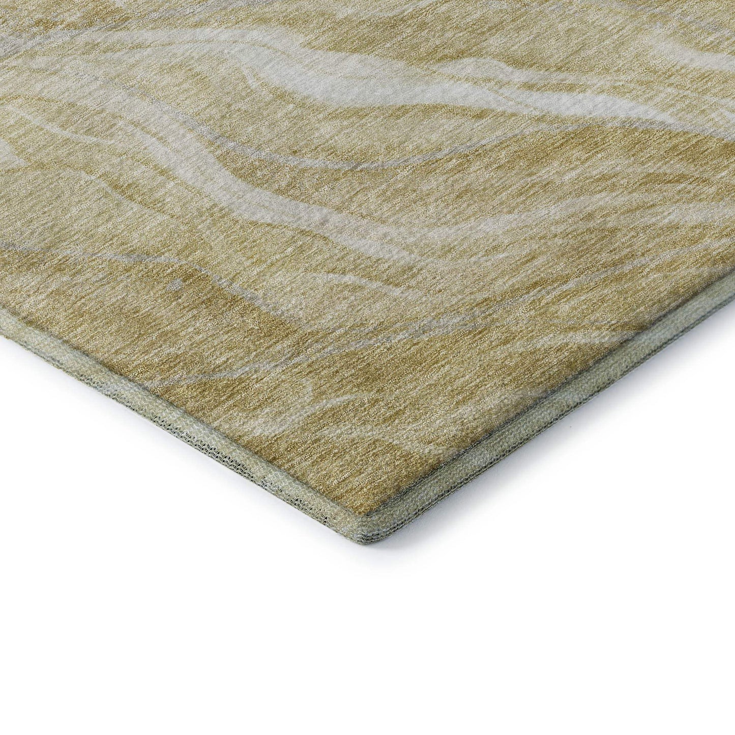8' Gold And Ivory Abstract Washable Round Rug With UV Protection - HomeRoots - Flyclothing LLC