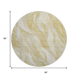 8' Gold And Ivory Abstract Washable Round Rug With UV Protection - HomeRoots - Flyclothing LLC