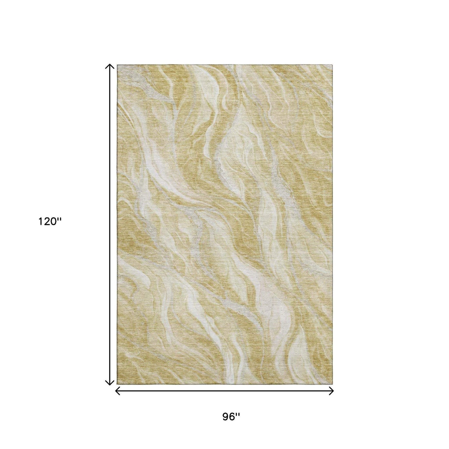 8' X 10' Gold And Ivory Abstract Washable Area Rug With UV Protection - HomeRoots - Flyclothing LLC