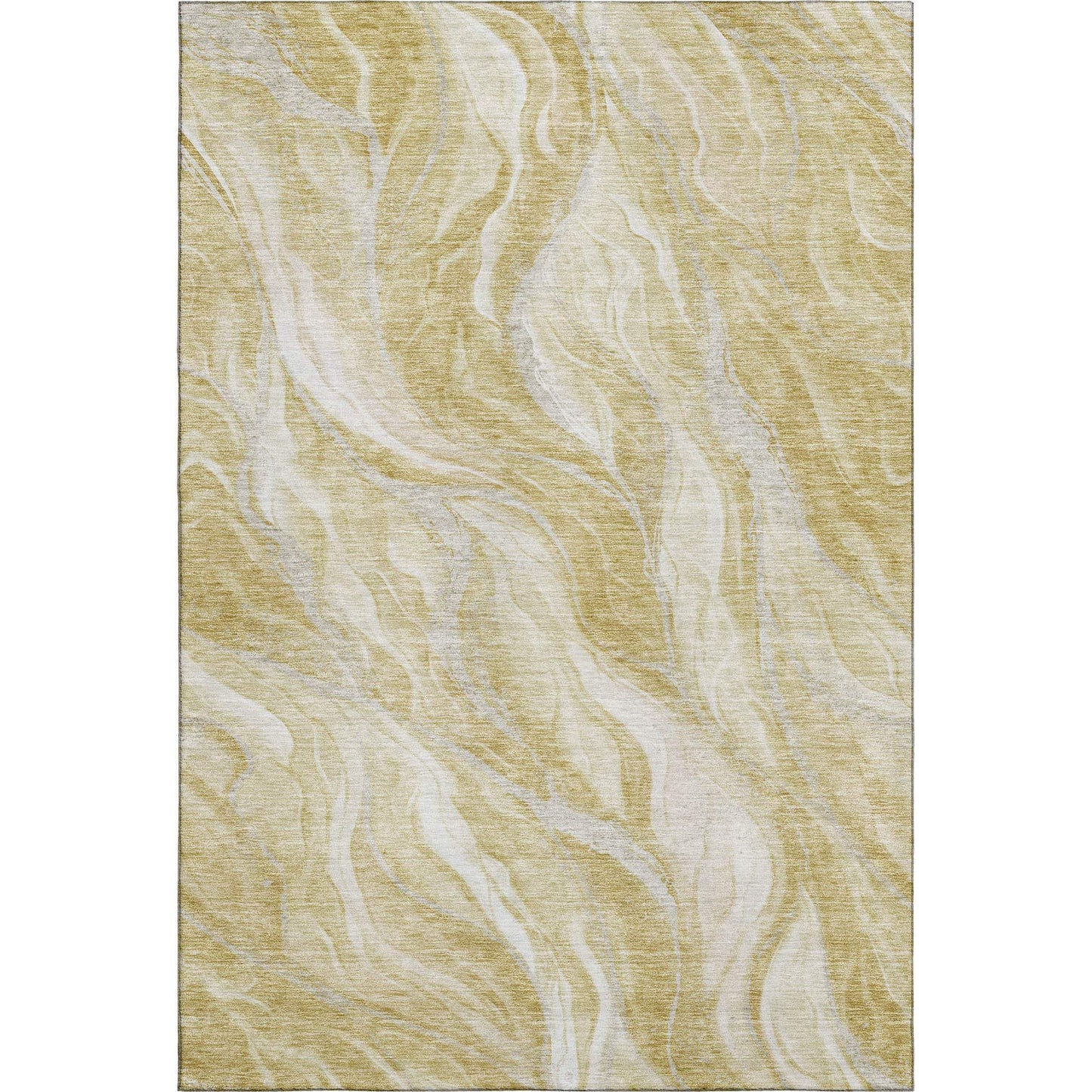 8' X 10' Gold And Ivory Abstract Washable Area Rug With UV Protection - HomeRoots - Flyclothing LLC