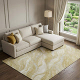 8' X 10' Gold And Ivory Abstract Washable Area Rug With UV Protection - HomeRoots - Flyclothing LLC