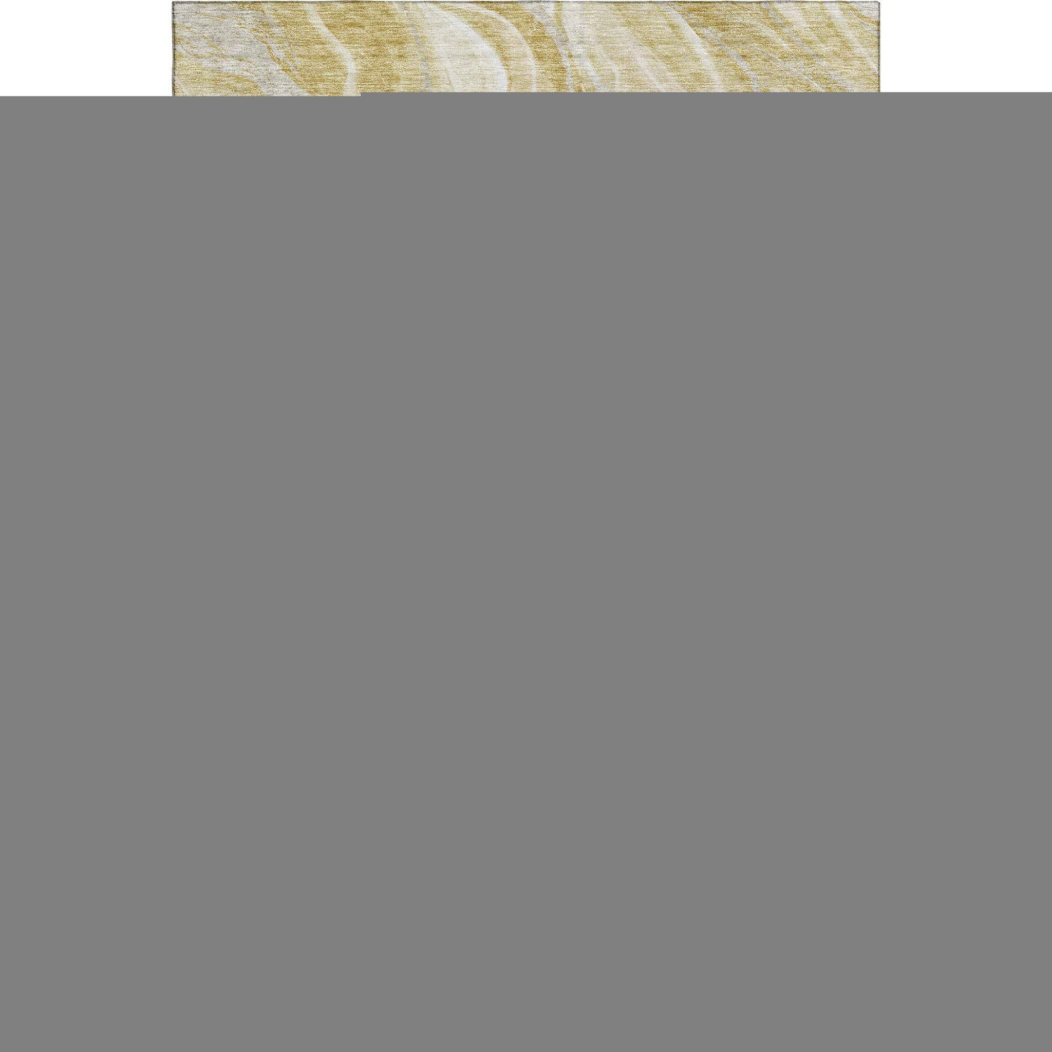 9' X 12' Gold And Ivory Abstract Washable Area Rug With UV Protection - HomeRoots - Flyclothing LLC