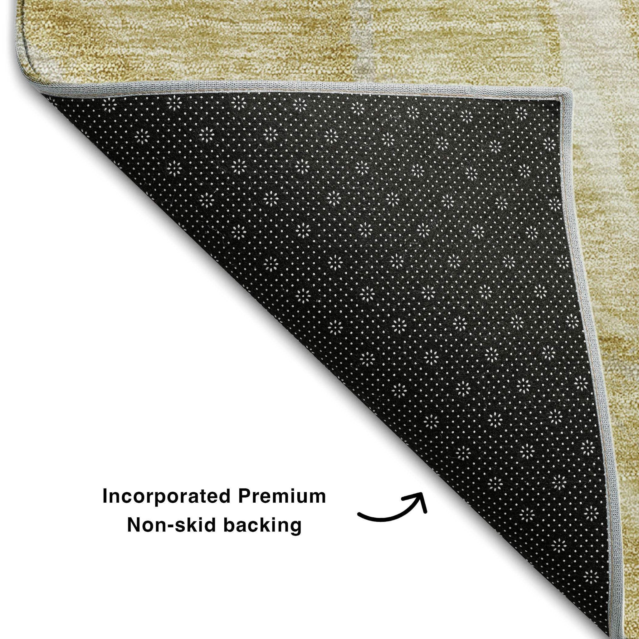 9' X 12' Gold And Ivory Abstract Washable Area Rug With UV Protection - HomeRoots - Flyclothing LLC