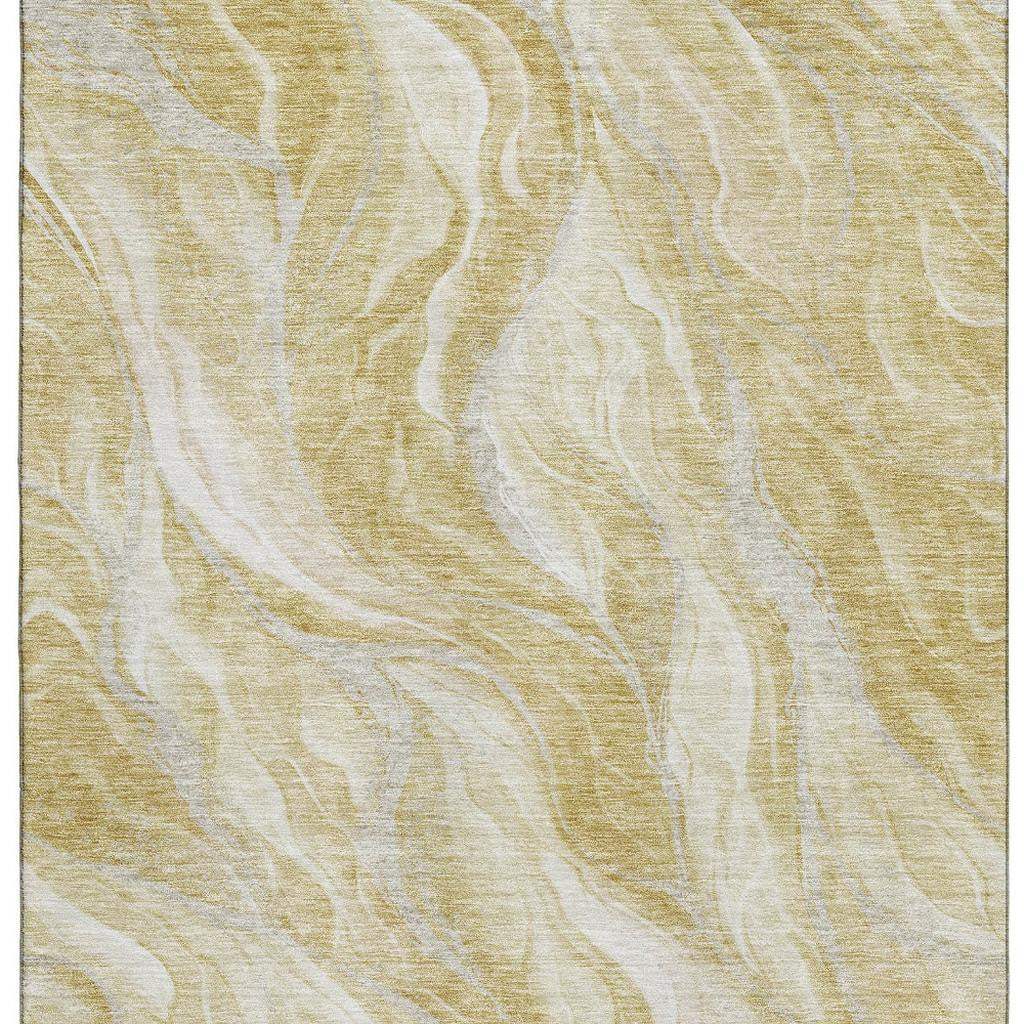 10' X 14' Gold And Ivory Abstract Washable Area Rug With UV Protection - HomeRoots - Flyclothing LLC