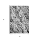 3' X 5' Gray And Ivory Abstract Washable Area Rug With UV Protection - HomeRoots - Flyclothing LLC