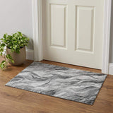 3' X 5' Gray And Ivory Abstract Washable Area Rug With UV Protection - HomeRoots - Flyclothing LLC