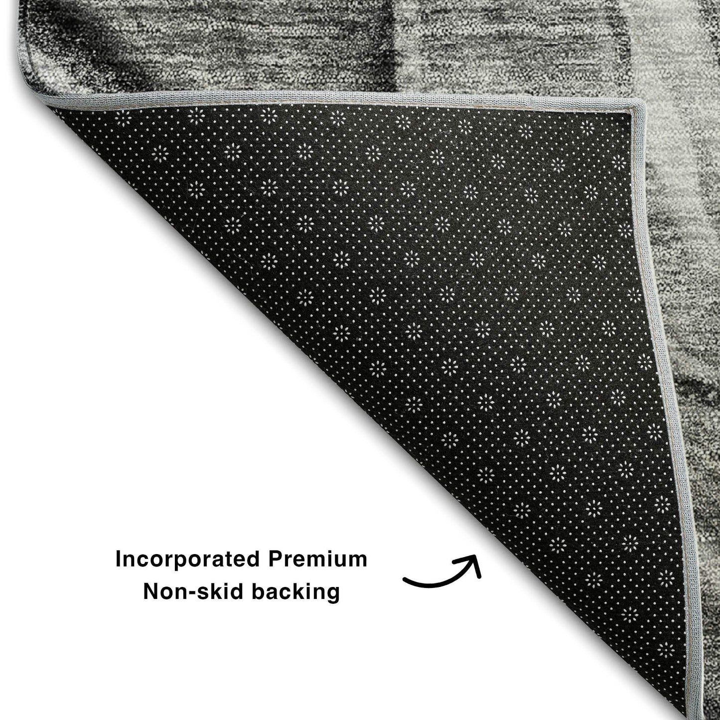 5' X 8' Gray And Ivory Abstract Washable Area Rug With UV Protection - HomeRoots - Flyclothing LLC