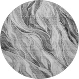 8' Gray And Ivory Abstract Washable Round Rug With UV Protection - HomeRoots - Flyclothing LLC