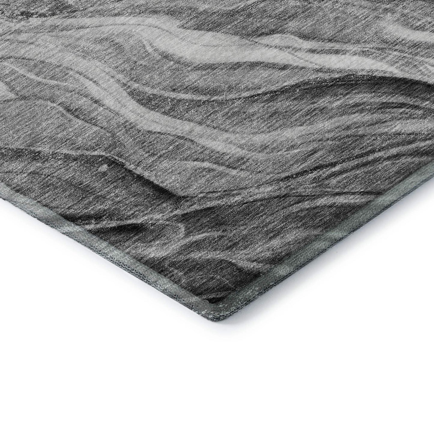 8' Gray And Ivory Abstract Washable Round Rug With UV Protection - HomeRoots - Flyclothing LLC