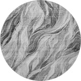8' Gray And Ivory Abstract Washable Round Rug With UV Protection - HomeRoots - Flyclothing LLC