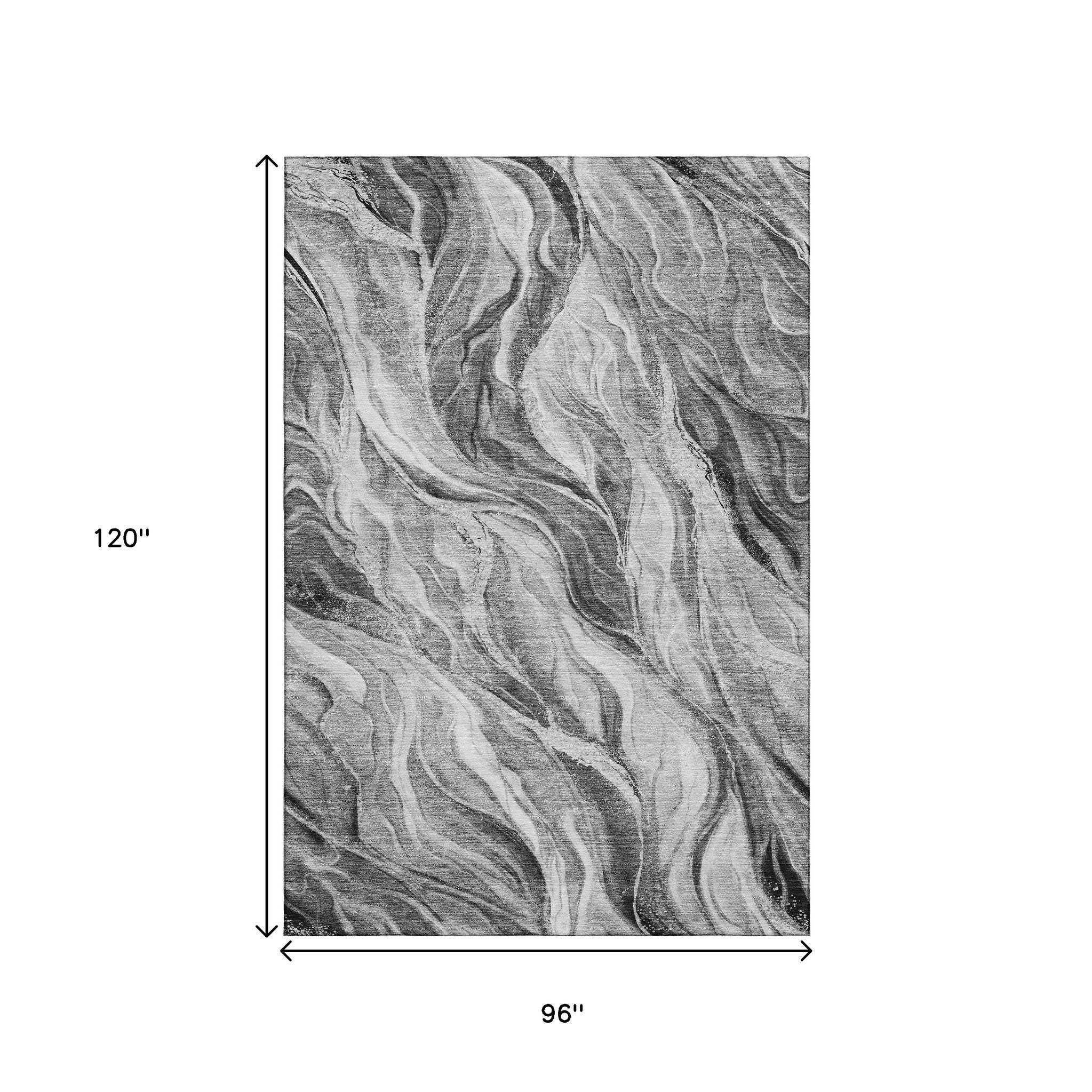 8' X 10' Gray And Ivory Abstract Washable Area Rug With UV Protection - HomeRoots - Flyclothing LLC