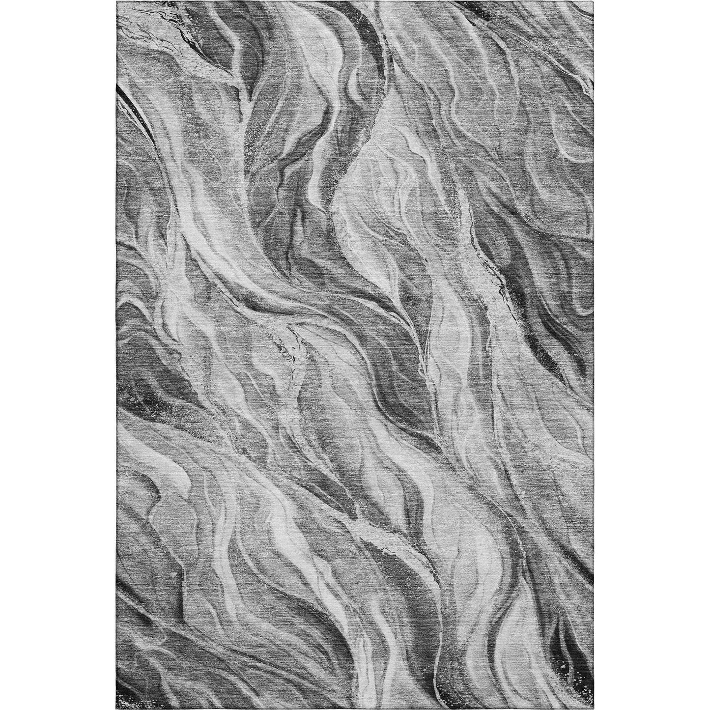 8' X 10' Gray And Ivory Abstract Washable Area Rug With UV Protection - HomeRoots - Flyclothing LLC