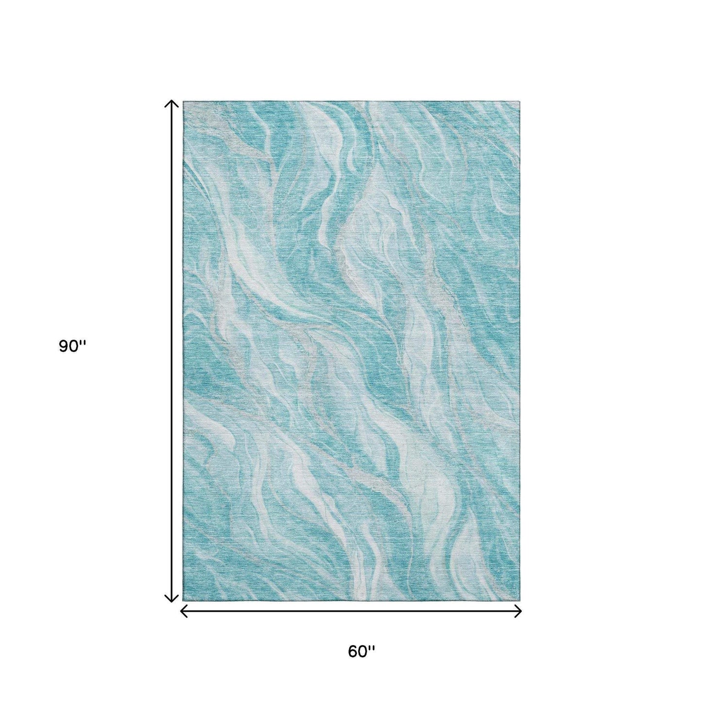 5' X 8' Teal And Ivory Abstract Washable Area Rug With UV Protection - HomeRoots - Flyclothing LLC