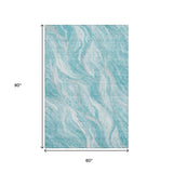 5' X 8' Teal And Ivory Abstract Washable Area Rug With UV Protection - HomeRoots - Flyclothing LLC