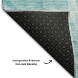 5' X 8' Teal And Ivory Abstract Washable Area Rug With UV Protection - HomeRoots - Flyclothing LLC