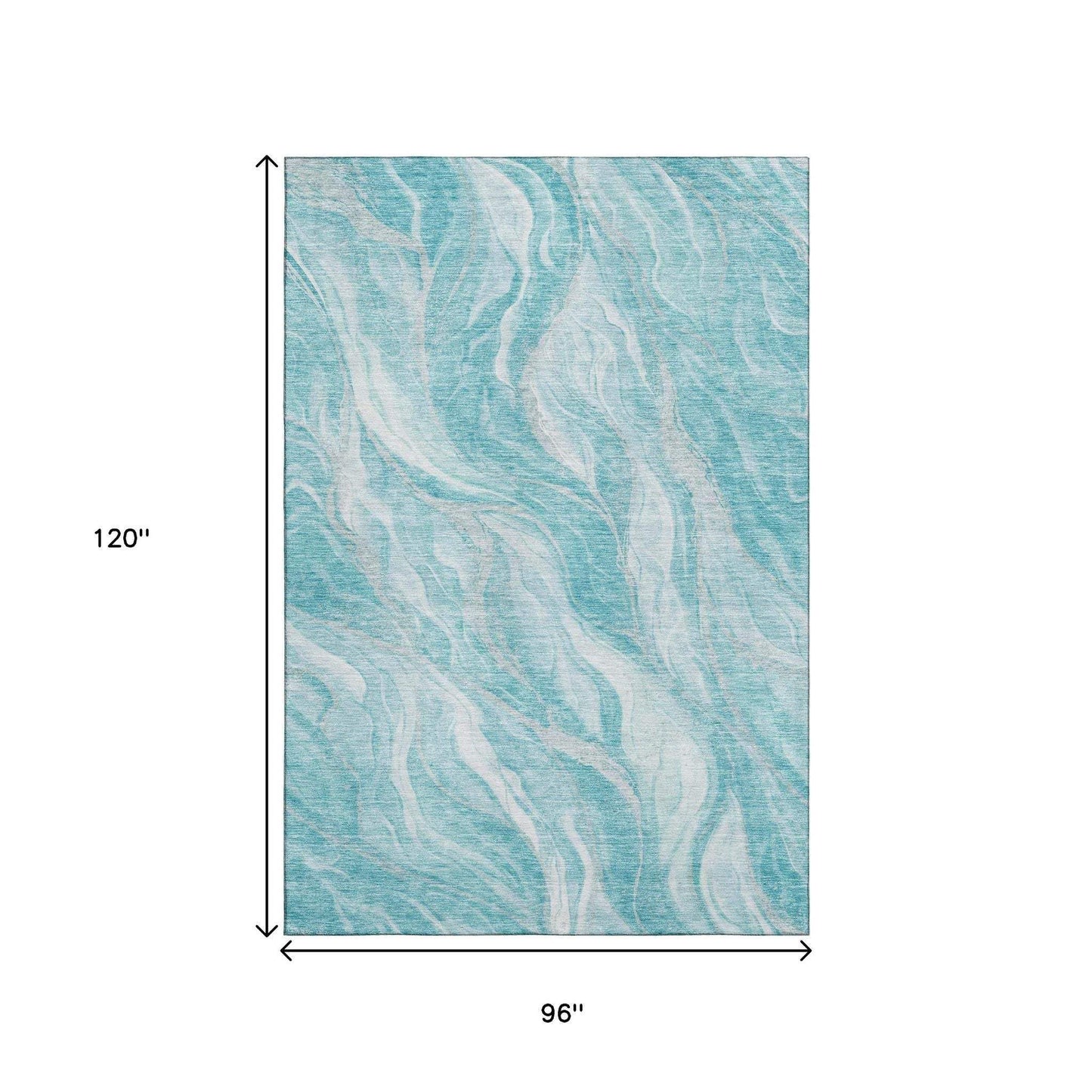 8' X 10' Teal And Ivory Abstract Washable Area Rug With UV Protection - HomeRoots - Flyclothing LLC