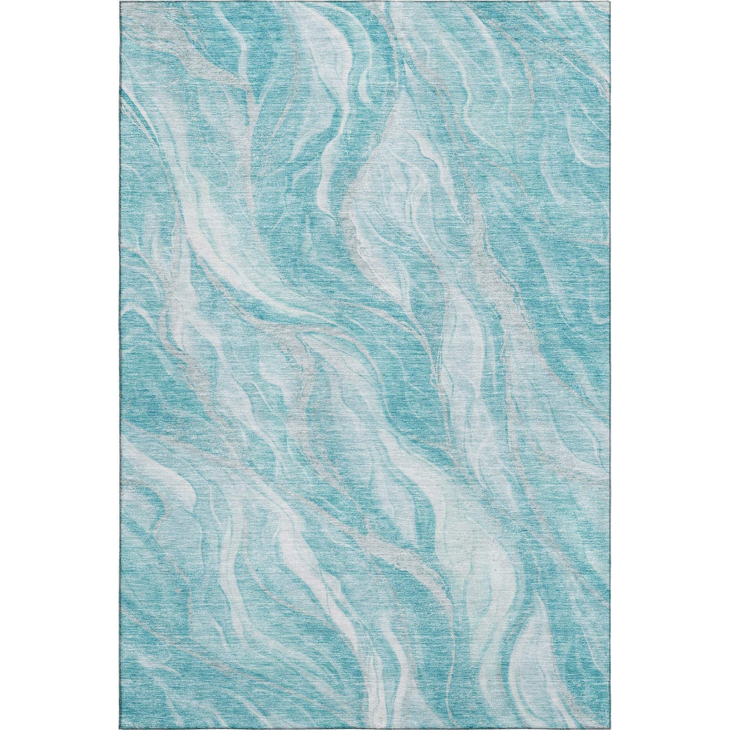 9' X 12' Teal And Ivory Abstract Washable Area Rug With UV Protection - HomeRoots - Flyclothing LLC
