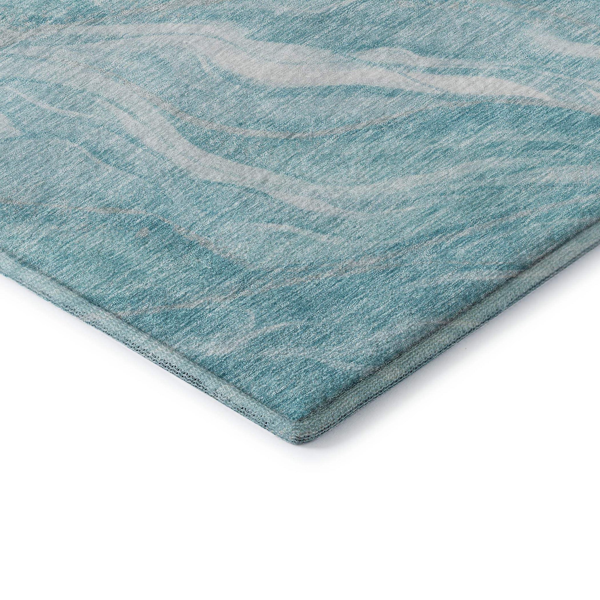 9' X 12' Teal And Ivory Abstract Washable Area Rug With UV Protection - HomeRoots - Flyclothing LLC