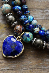 Imperial Stone Heart Three-Layered Bracelet - Trendsi