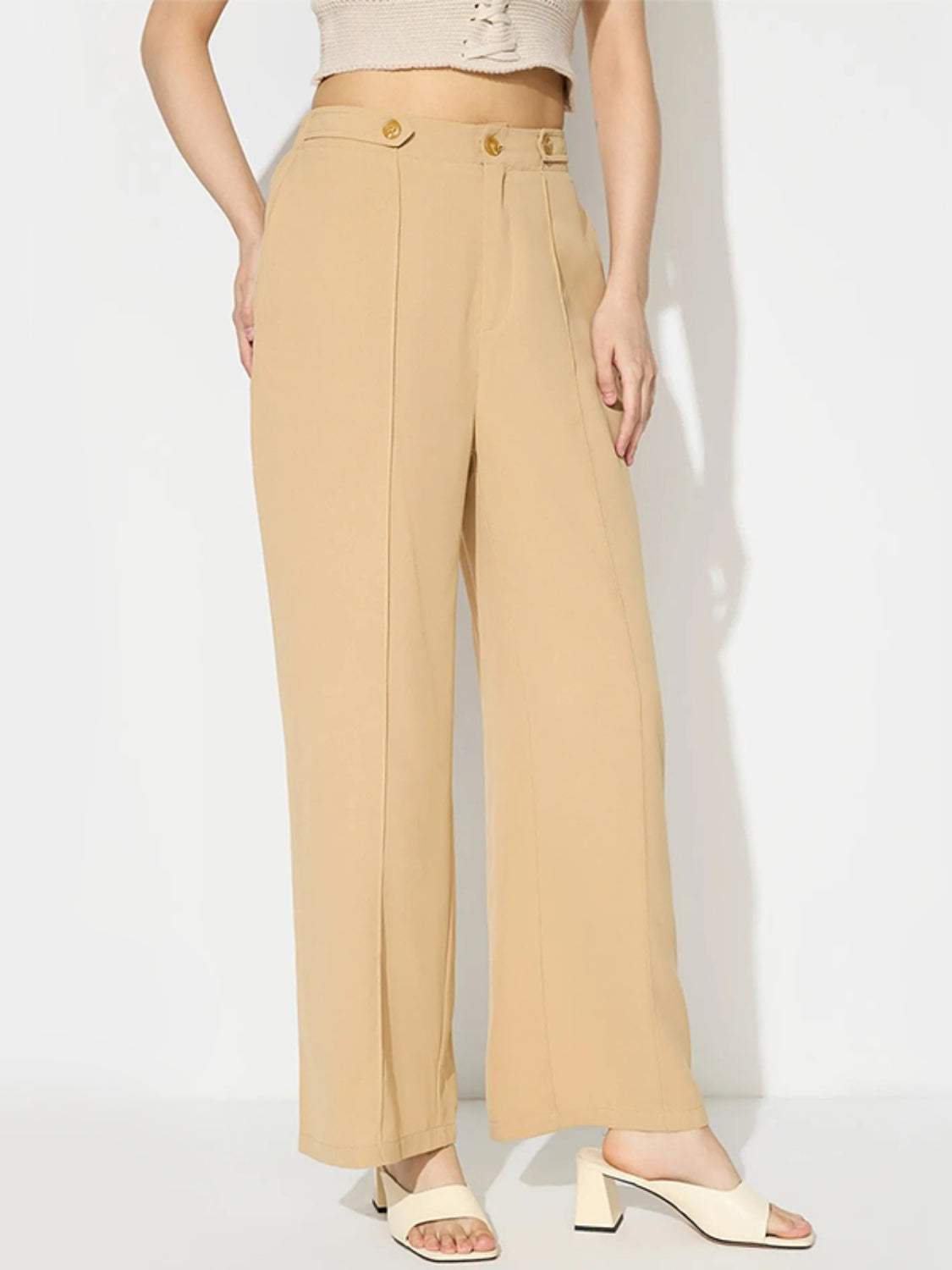 Wide Leg Pants with Pockets - Trendsi - Flyclothing LLC