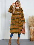 Plaid Long Sleeve Hooded Coat with Pockets - Trendsi - Flyclothing LLC