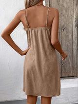 Textured V-Neck Sleeveless Mini Cami Dress - Trendsi - Flyclothing LLC