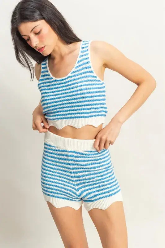 HYFVE Striped Cropped Tank and Shorts Set - Trendsi - Flyclothing LLC